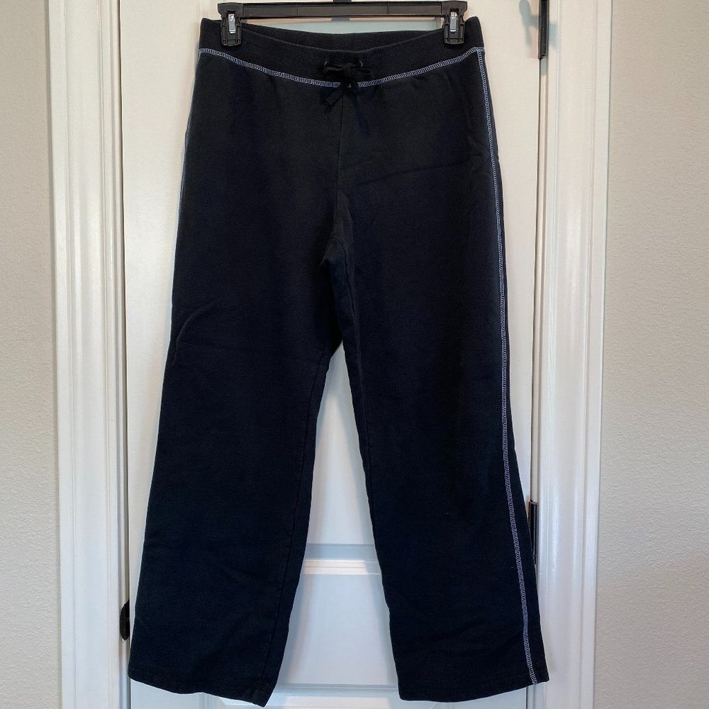 Wide Leg Sweat Pants Black with White Accent Threading Size Large